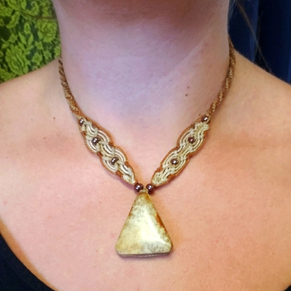 Jasper Macrame Handmade Adjustable Necklace - Picture 1 of 5